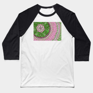 Pink and Green Mandala Baseball T-Shirt